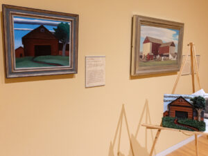 A work created from textured materials can be felt to imagine the painting that hangs beside it