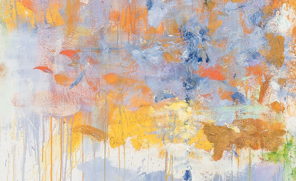 A detail of Joan Mitchell's large abstract painting "Close"