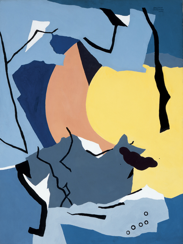 Ralston Crawford (American, 1906 – 1978), “Test Able,” 1946. Oil on canvas, 23 5/8 × 17 5/8 inches. Georgia Museum of Art, University of Georgia; Eva Underhill Holbrook Memorial Collection of American Art, Gift of Alfred H. Holbrook. GMOA 1946.140.