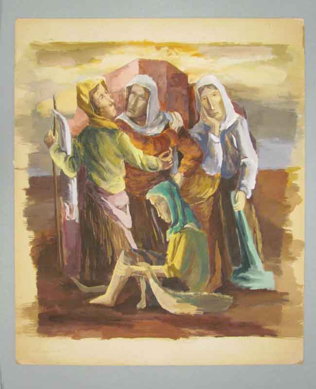 Mitchell Siporin (American, 1910 - 1976) Dispossessed DATE1941 MEDIUMCasein on illustration board CREDIT LINEGeorgia Museum of Art, University of Georgia; Gift of Rachel and Judith Siporin in honor of Michael Siporin Levine, MFA 2014, Lamar Dodd School of Art OBJECT NUMBER2014.139