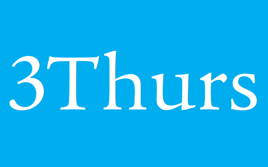 "3Thurs" logo on blue background