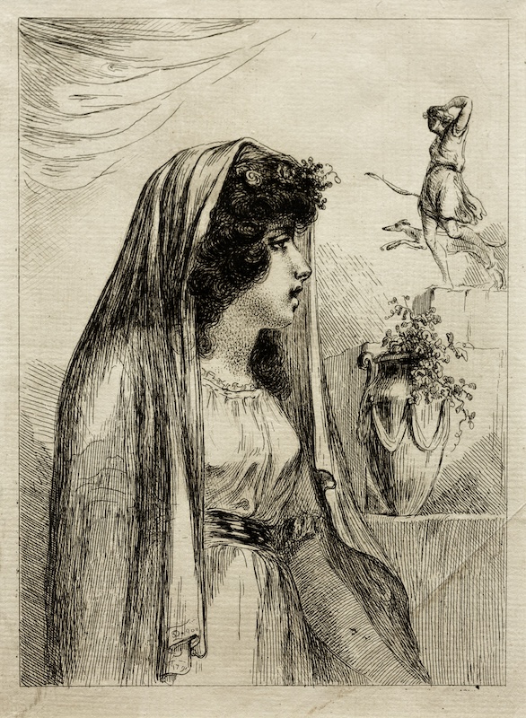 Etching of Emma Hamilton depicted as Hecate