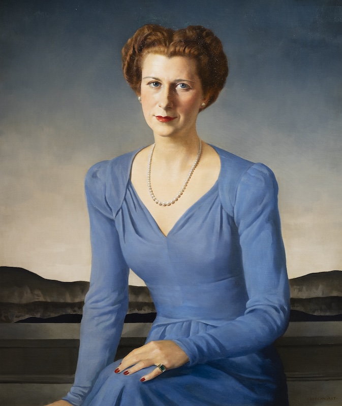 Portrait of a woman in a blue dress