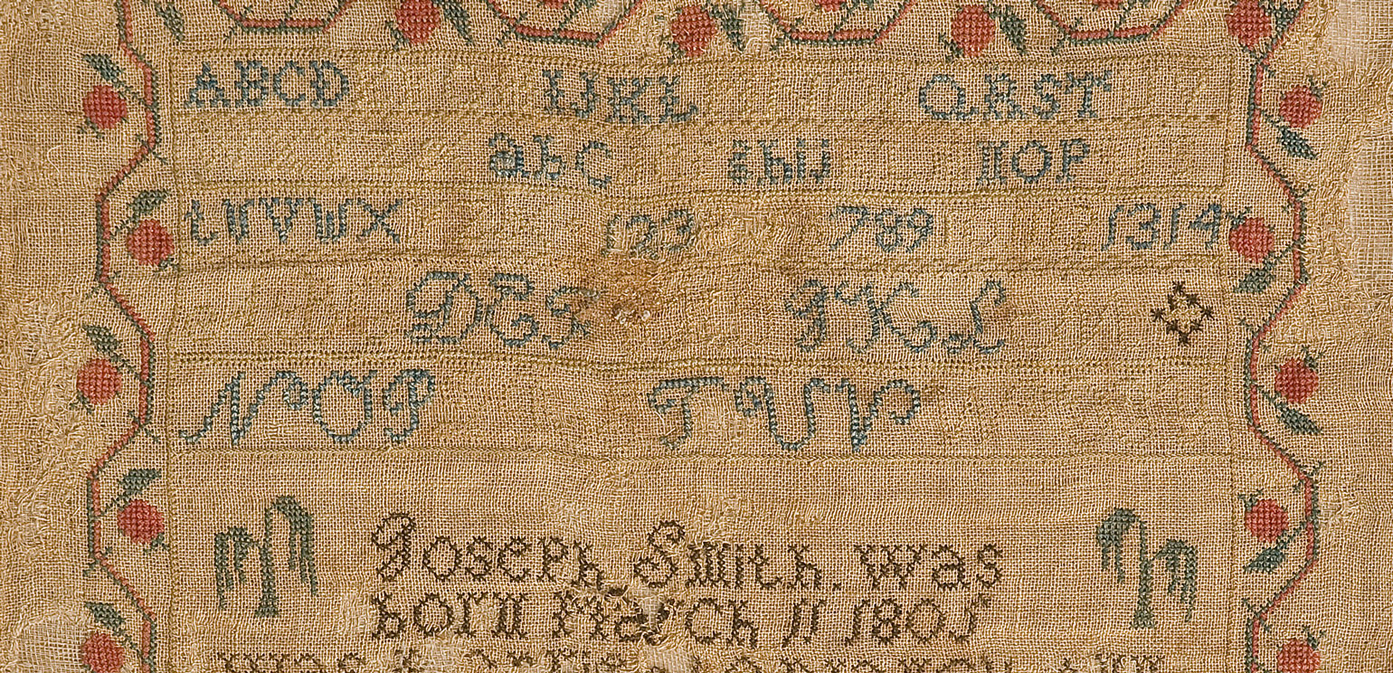 A detail from a 19th-century Georgia sampler