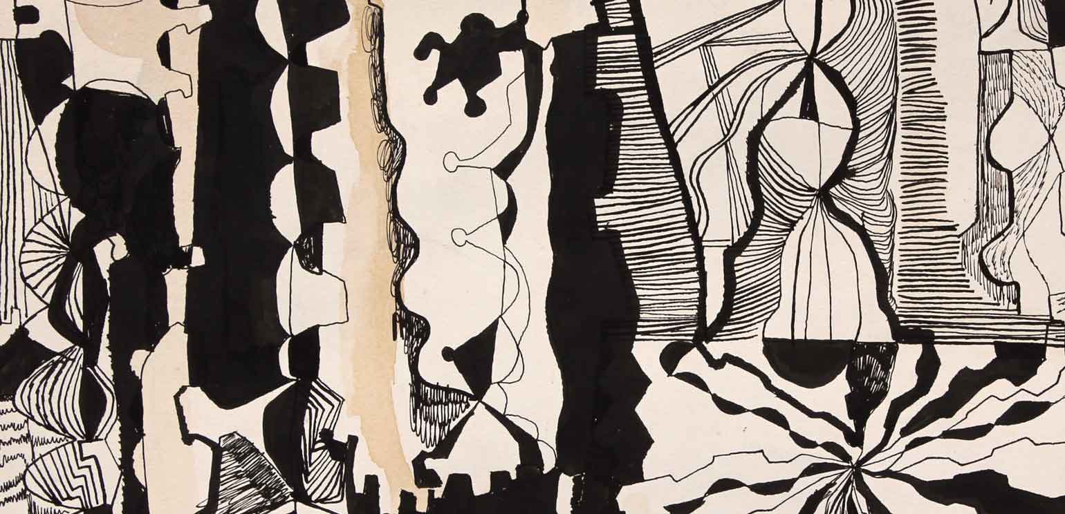 Detail of an abstract work in black and white by William Baziotes