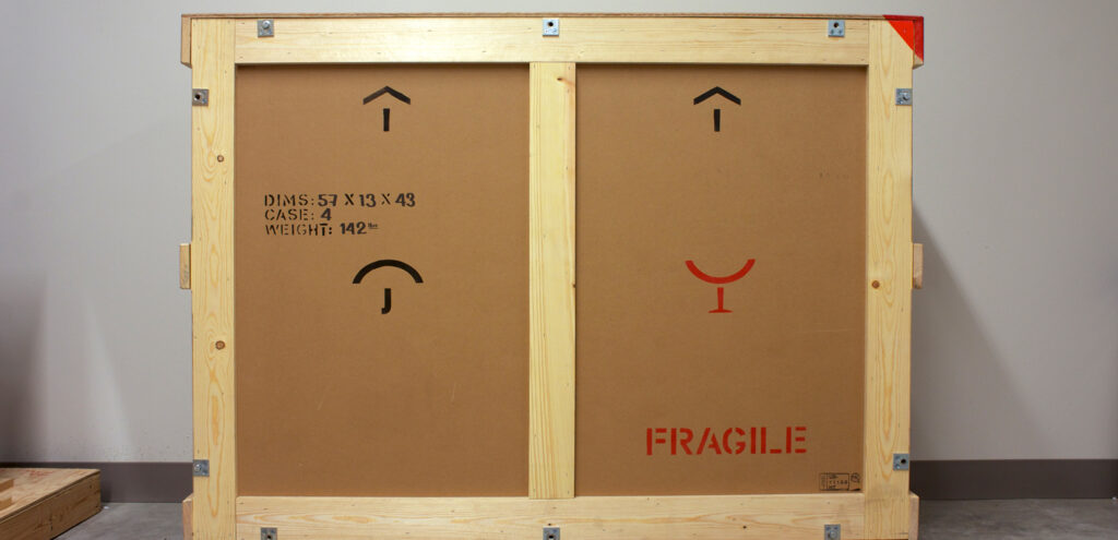 A color photograph of a fine art crate