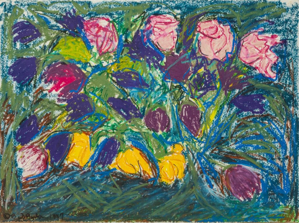 A drawing of flowers by Beverly Buchanan