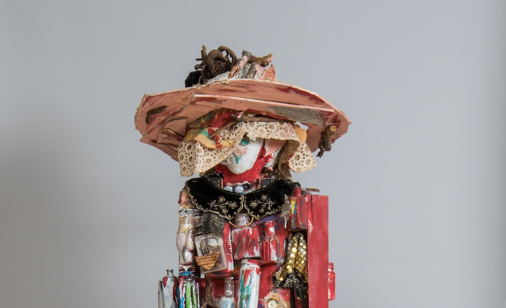 Detail shot of Beverly Buchanan's mixed media sculpture "Medicine Woman"
