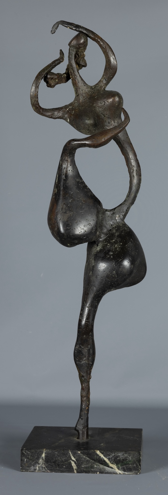 Bronze sculpture by John Rhoden of a dancing woman