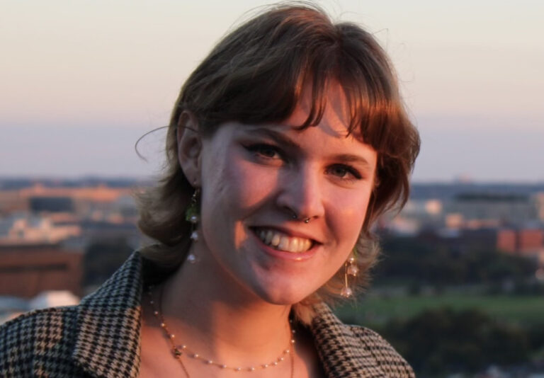 A portrait of exhibition design intern Erin Ideker