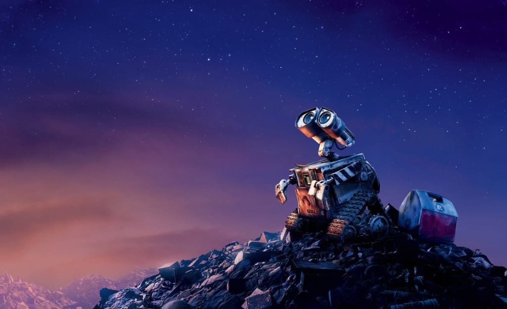 Film still from "Wall-E" depicting a cartoon robot