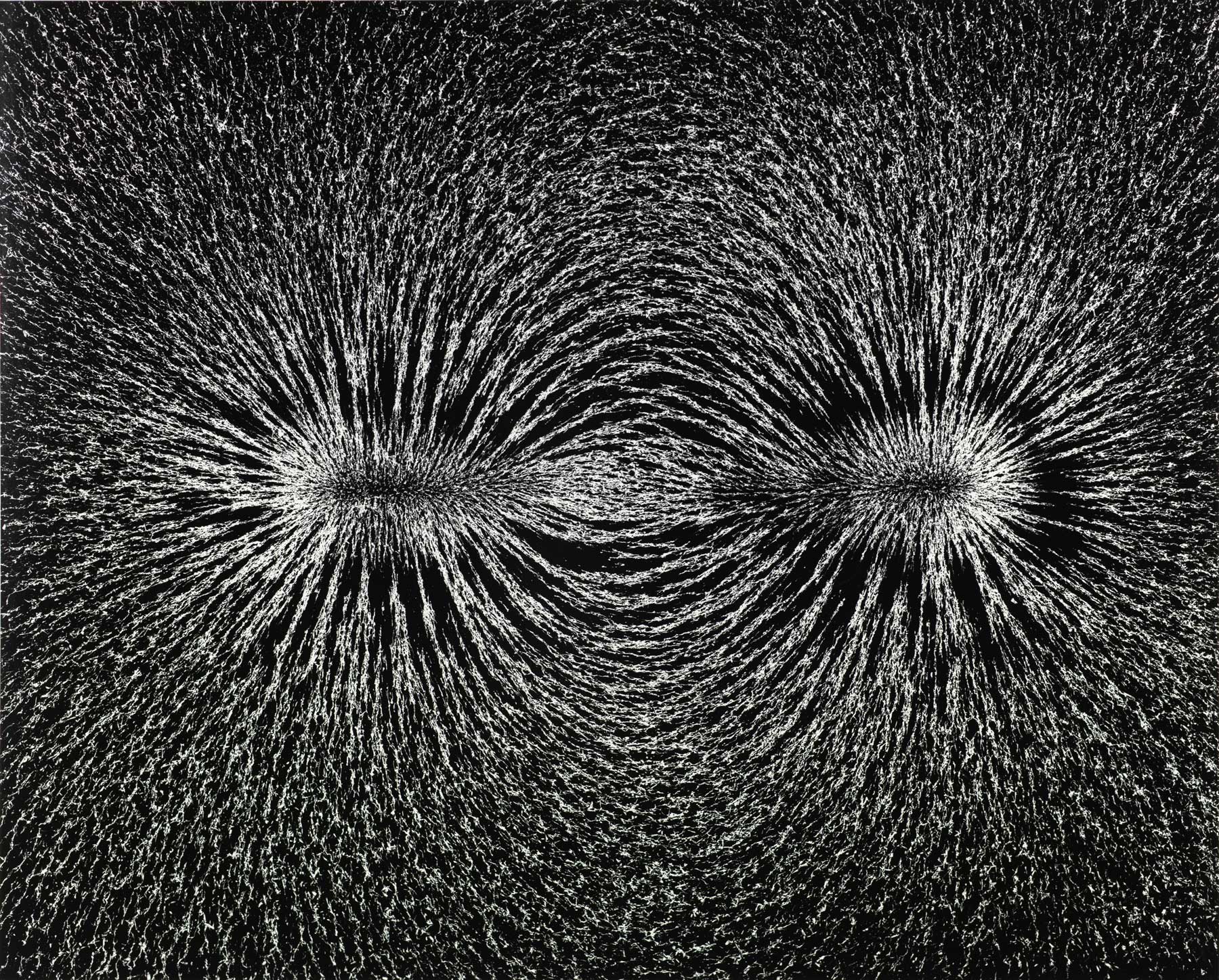 Bernice Abbott's photograph shows magnetic attraction using iron filings