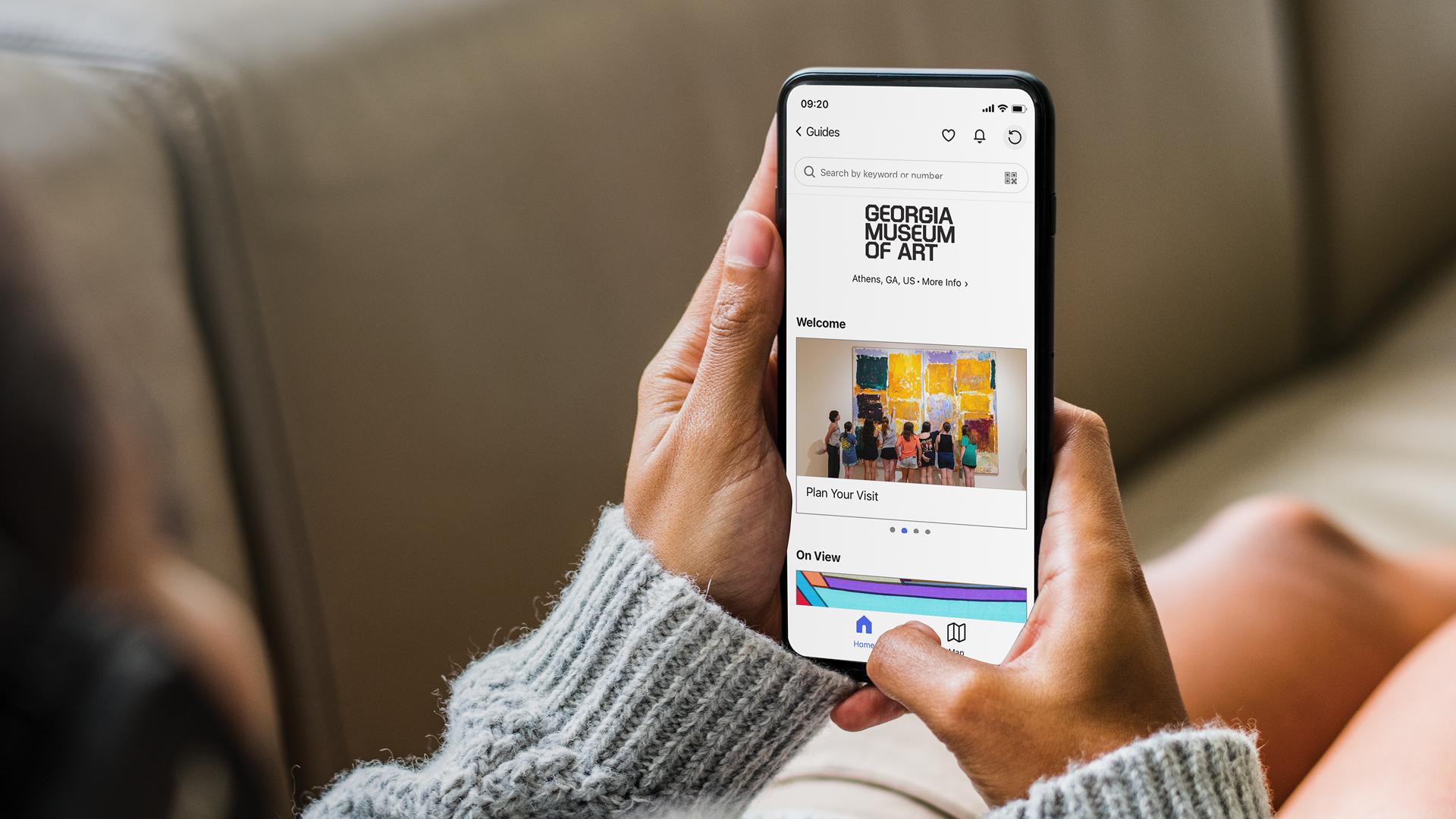 A person browsing the Georgia Museum of Art's Bloomberg Connects app