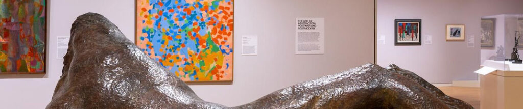 Saul Baizerman's hammered copper sculpture "Day" reclines in the newly reinstalled Orkin Gallery.