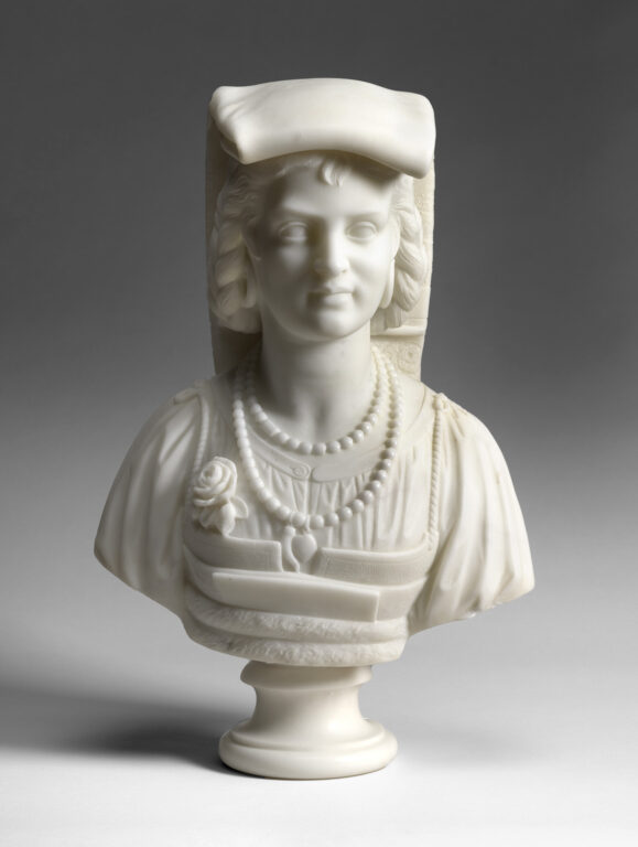 Edmonia Lewis’ bust sculpture of a contadina, or Italian peasant woman in traditional garb