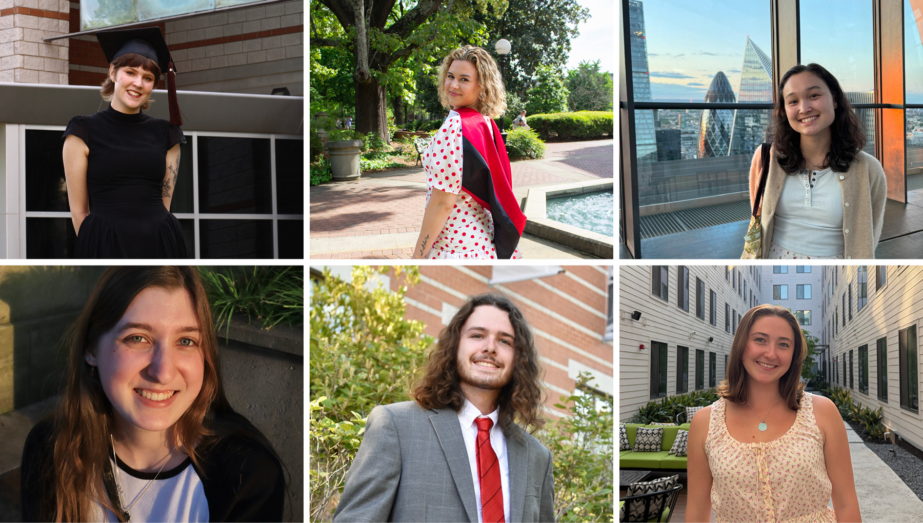 Six portraits of student interns at the Georgia Museum of Art